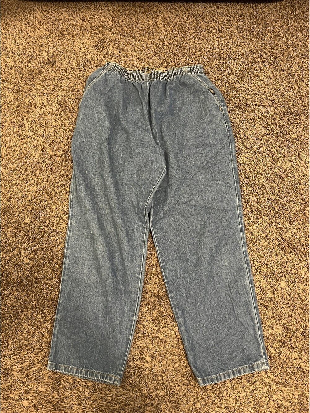 VTG Chic Jeans Womens Small 16 Petite Wash Blue Elastic Waist Relaxed Straight